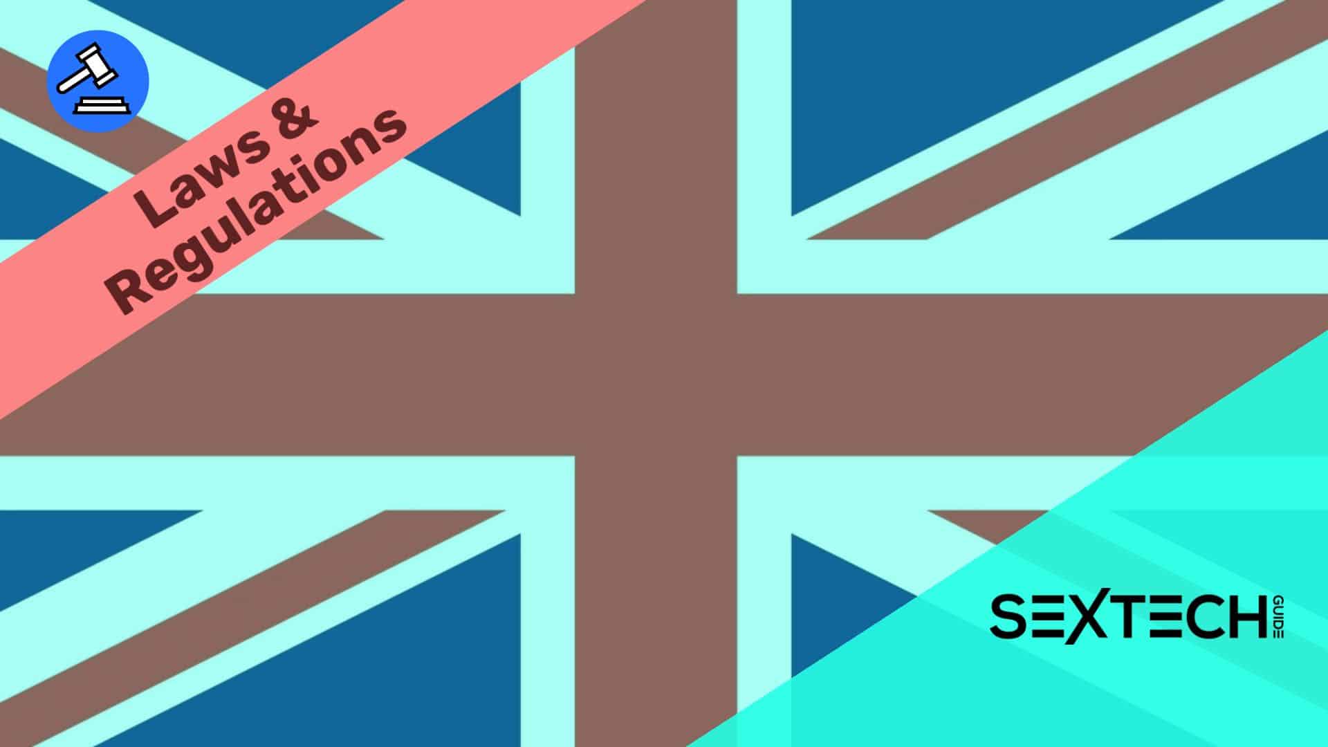 A British flag displaying sextech law and regulations with a focus on the UK's review of laws pertaining to deepfake and revenge porn.