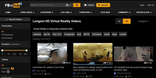 Pornhub VR has over 3,000 virtual reality scenes