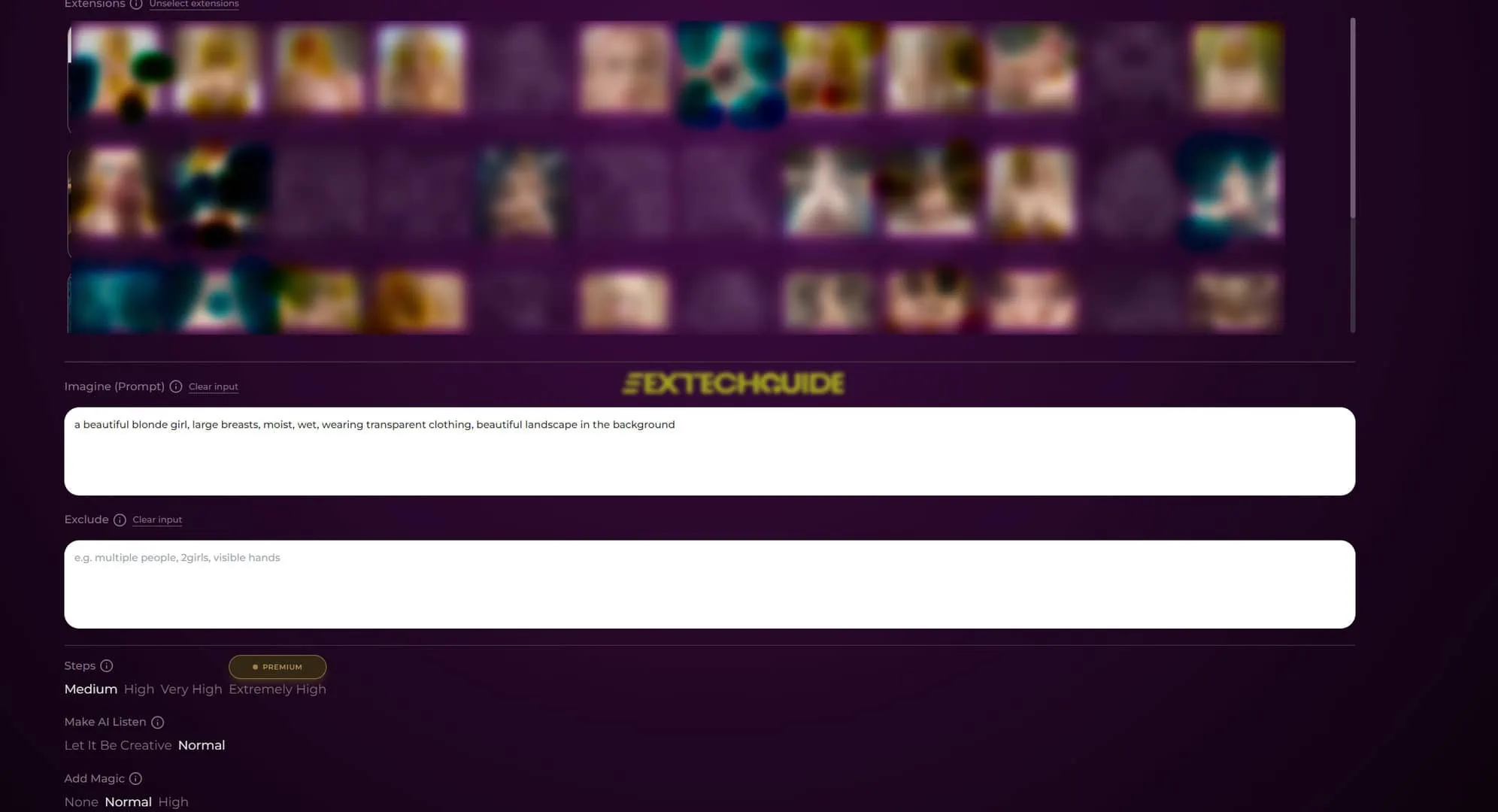 A screen shot of a web page with a lot of pictures showcasing Seduced.ai.